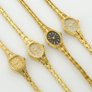Vintage Women's Accurist Watch, Thin gold colored women Watch, Pink dial watch, Thin ladies cocktail wristwatches, Gift for her, gold watch