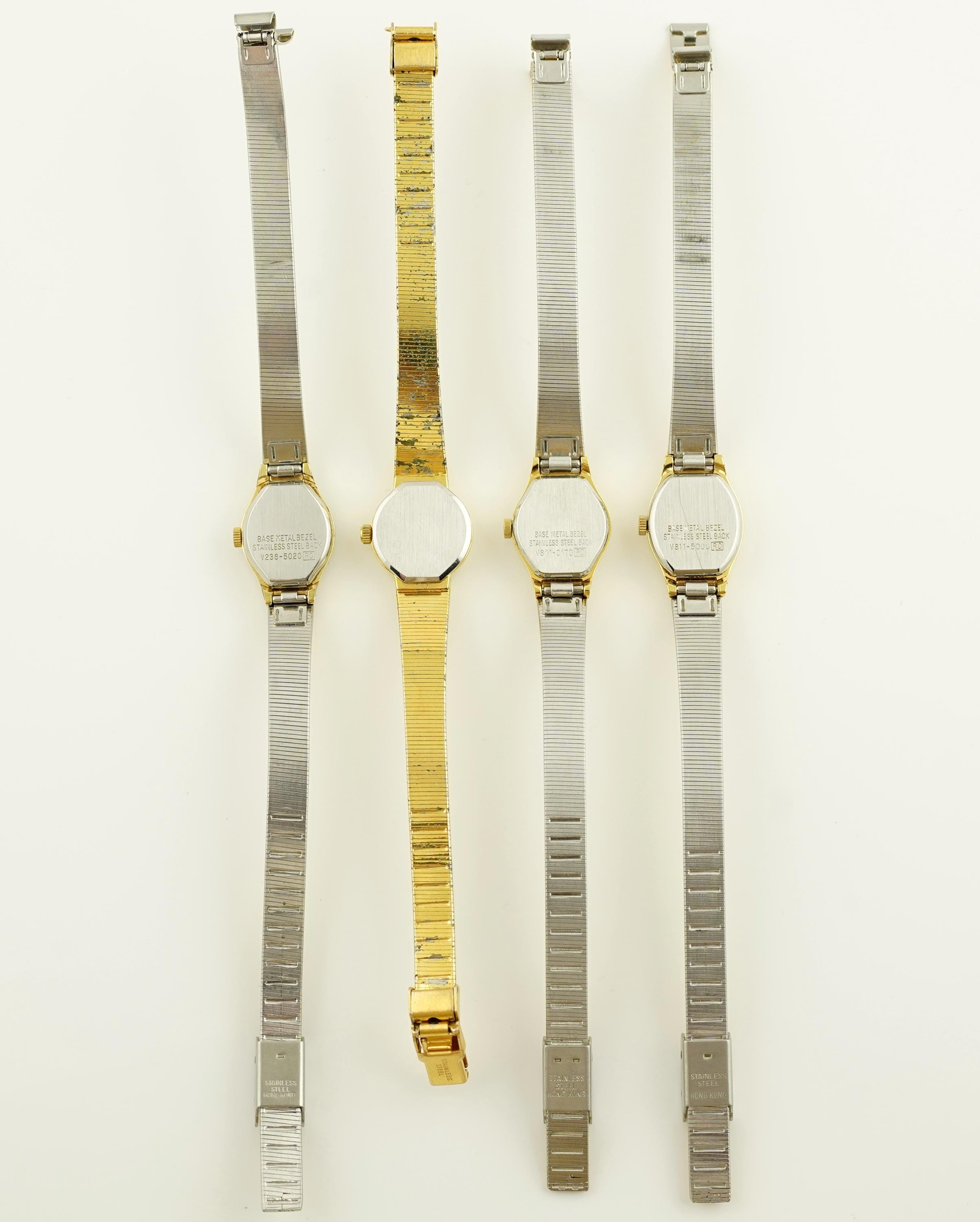 Vtg‎  Lorus Gold Silver Tone Ladies Cocktail Watch Bracelet 18mm LR0649 Vintage Lorus Gold Tone Cocktail Watch, Oval Face, Inlaid  main image 3