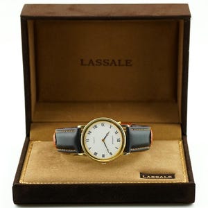 Rare Vintage Seiko Lassale mens ultra-thin gold watch with Roman dial, Seiko original box, 1990 Production, Gift for her, gift for him