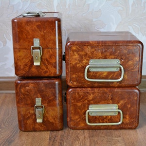 Retro Brown Bakelite Sewing Chest: Vintage Military Storage Box