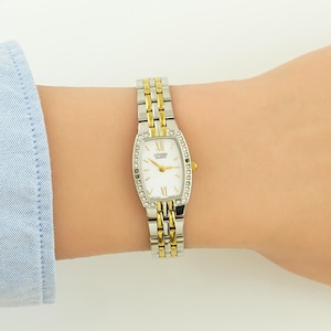 Vintage Citizen Women&#39;s Two tone Watch, Water resist wristwatch, Rectangular watch, Cocktail wristwatches, Gift for her