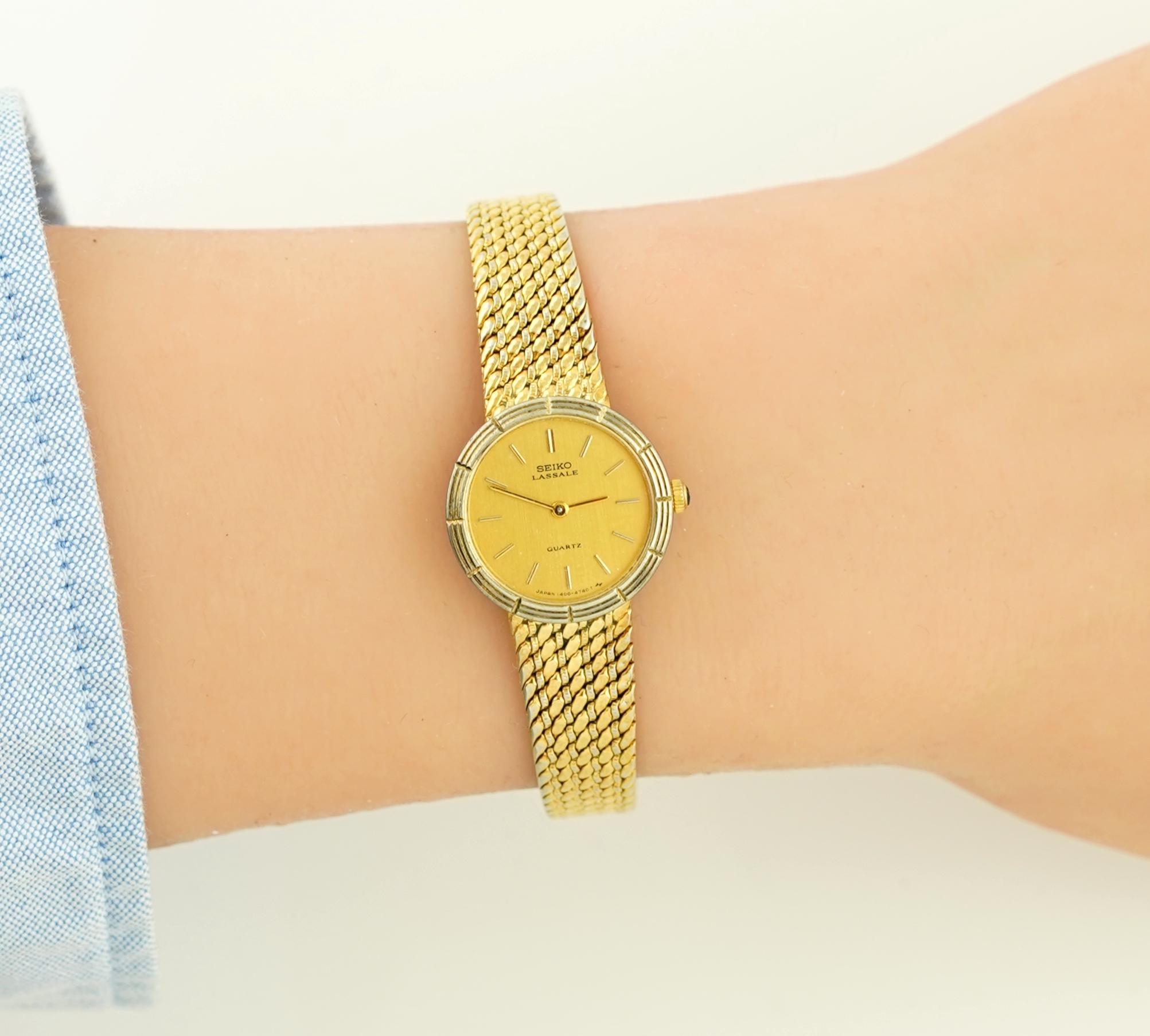 Rare Seiko Lassale Gold Watch, Vintage Womens Elegant Retro Design