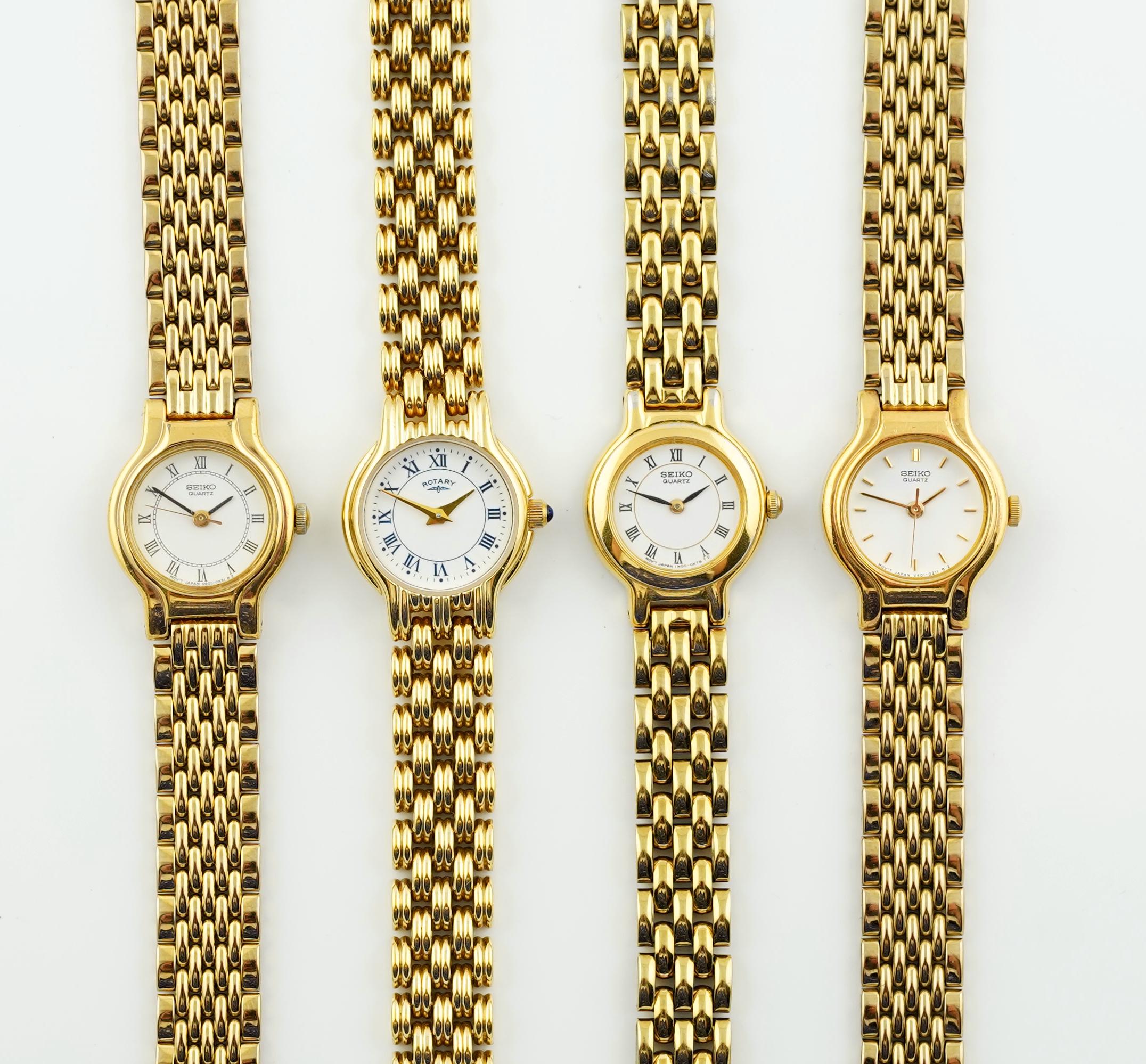 Ⴤ1282 ꕤ美品 ROTARY ロータリークラブ SEIKO 腕時計 ゴールド Vintage Women's Seiko Watch, Rotary Round Gold Colored