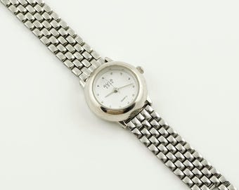 Vintage Avia zilveren quartzhorloge met originele doos, polshorloge met ronde fase