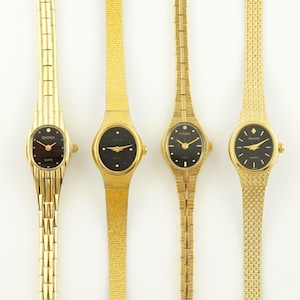 Vintage damesaccurist-kwartshorloge, Sekonda ovaal goudkleurig dameshorloge, damescocktailpolshorloges, cadeau voor haar, gouden polshorloge