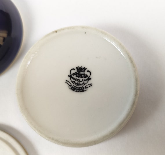 Vintage Porcelain Box with Rose Design, Blue cera… - image 7