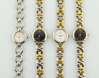 Reloj de cóctel vintage Accurist de dos tonos: elegante reloj de pulsera para mujer, reloj de cóctel fino para mujer.