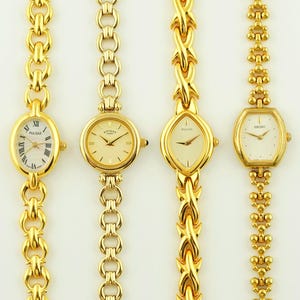 Vintage gouden pulsarhorloge, ovaal dames Seiko-polshorloge, dunne damescocktailhorloges, cadeau voor haar, vintage gouden horloge