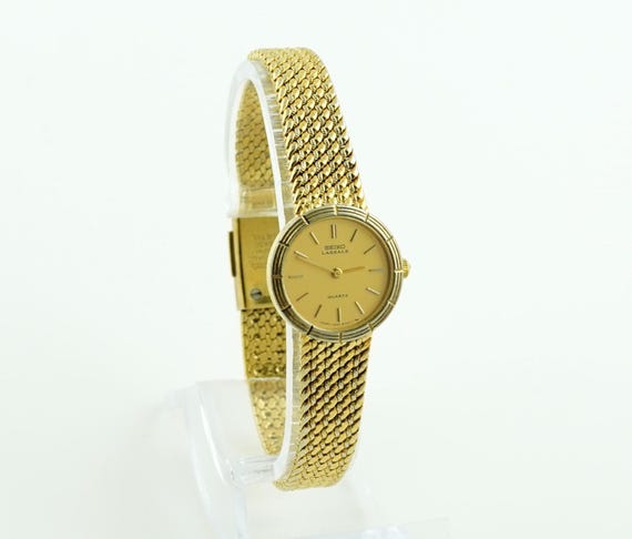 Rare Seiko Lassale Gold Watch, Vintage Womens Elegant Retro Design