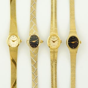 Vintage Womens Rotary Watch, Accurist Thin Oval gold womens Watch, Ladies cocktail wristwatches, Gift for her, vintage gold watch