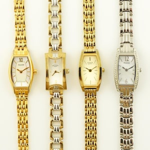 Vintage waterbestendig Citizen dameshorloge, rechthoekig goudkleurig accurist dameshorloge, cocktailpolshorloges voor dames, cadeau voor haar