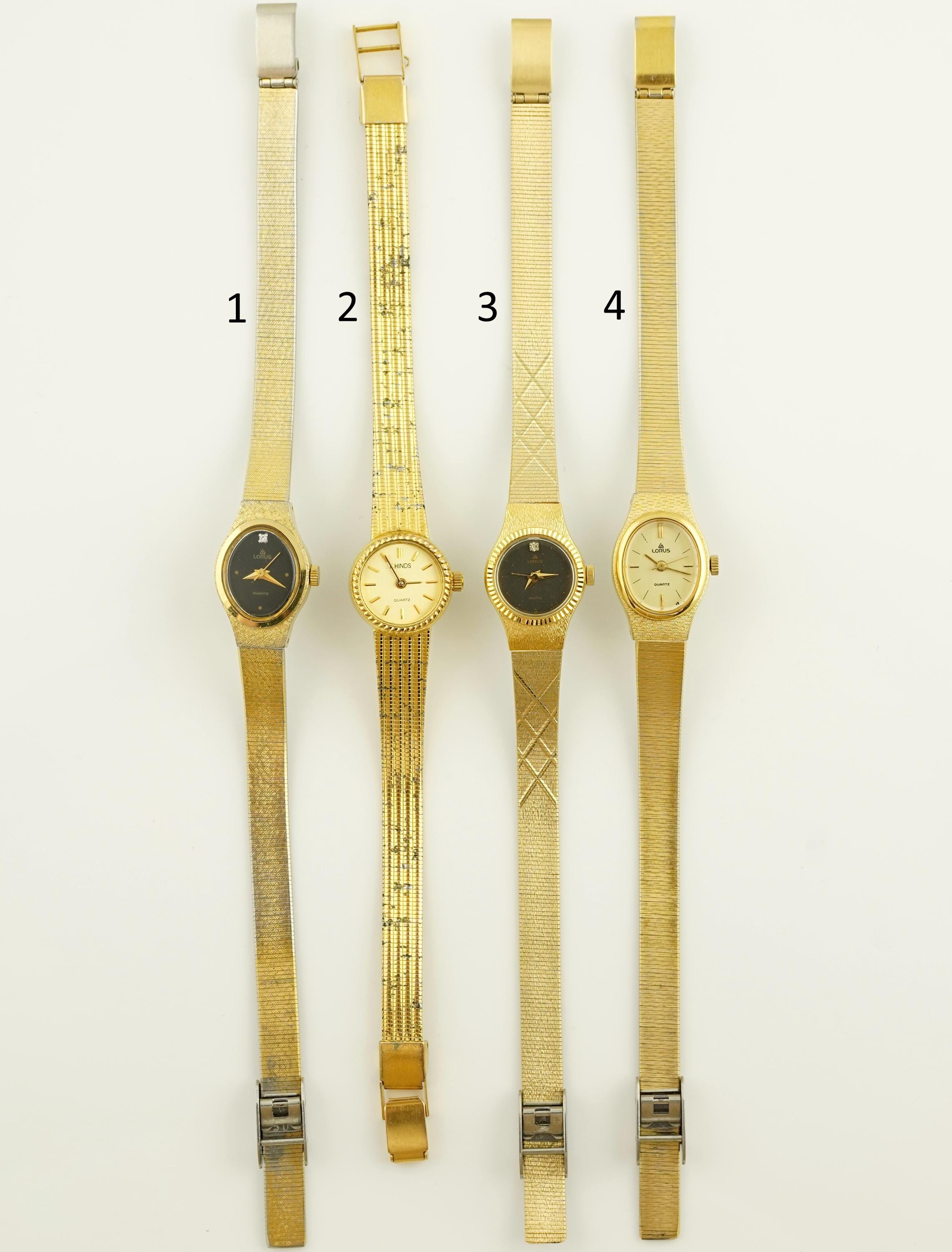 Vintage Lorus Gold Tone Cocktail Watch, Oval Face, Inlaid  display picture 2