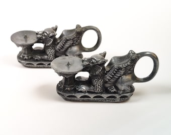 Vintage Metal Candle Holders, Lion Candle Holders, Griffin Candle Holders, Animal Candle Holders, Cozy Home Decor