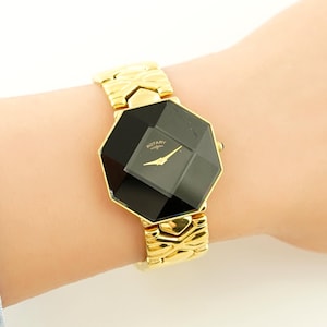 Vintage roterend dameshorloge in originele doos, electro verguld dameshorloge, cocktailhorloge, quartzhorloge, cadeau voor haar, horlogedoos