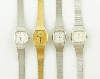 Vintage Damenuhr von Crossover und Seiko Damenuhr, Edelstahl Cocktail Armbanduhr, Silber, Wasserdicht