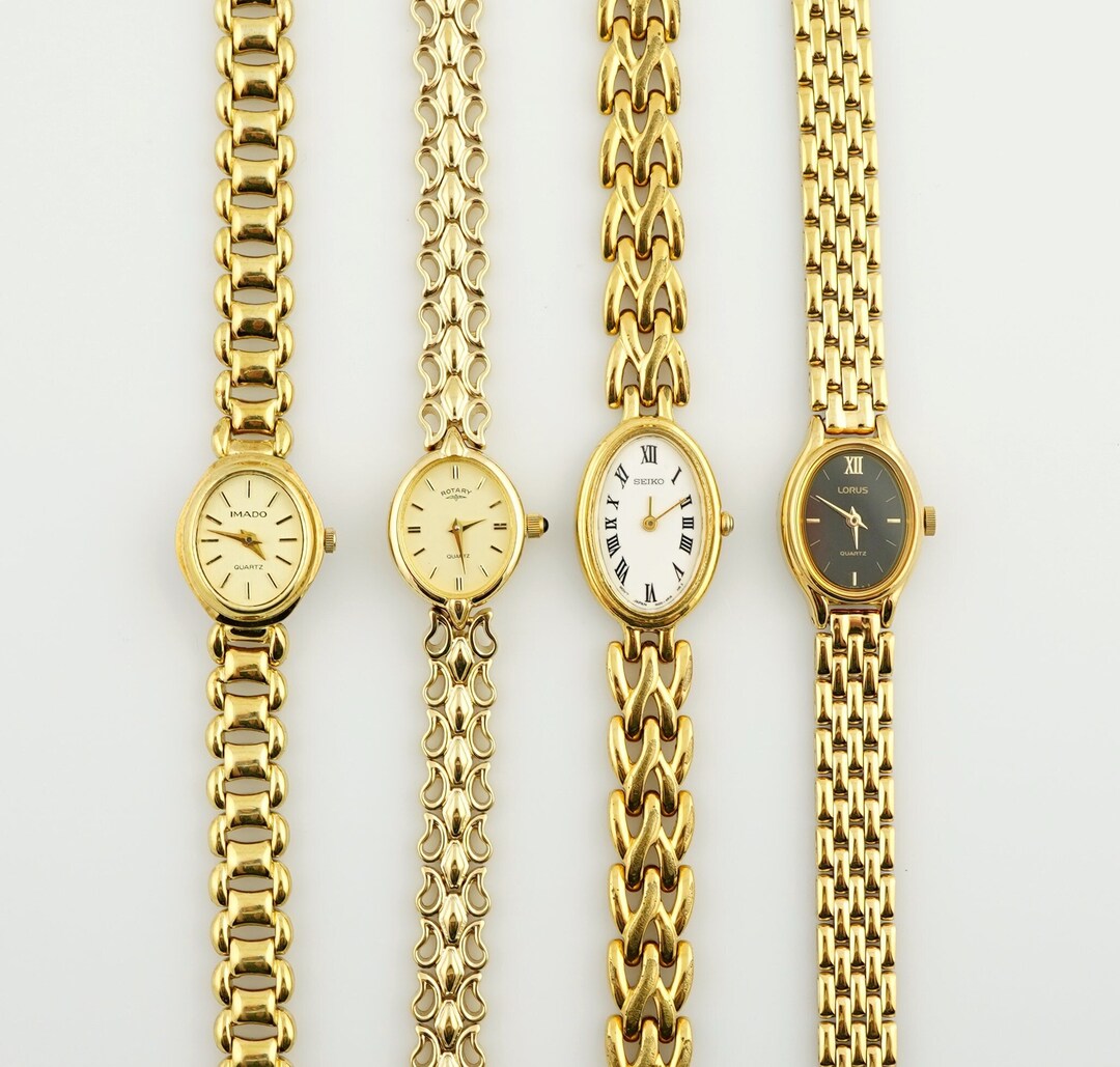 Vintage Women's Imado Watch, Rotary Gold Colored Womens Watch, Thin