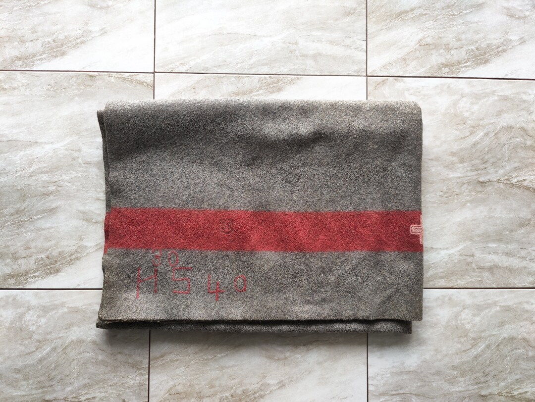 Original Swiss Army Wool Blanket, Vintage Swiss Military Blanket, Rare