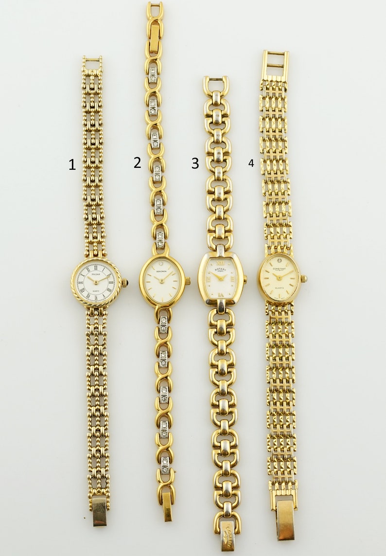 montre Pulsar pour femme vintage, montre rotative pour femme de couleur or, montres-bracelets de cocktail pour dames minces, cadeau pour elle image 3