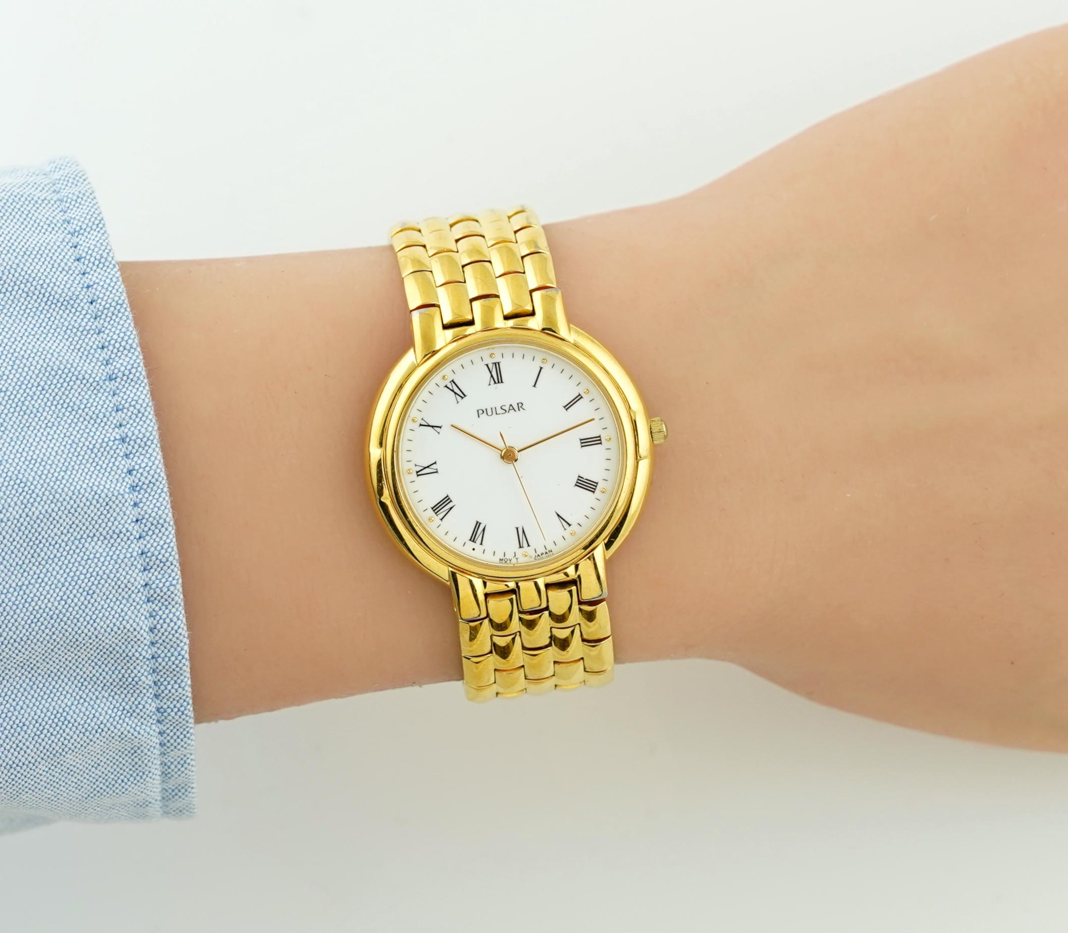 Pulsar Women\'s Vintage Gold Quartz Watch Date Expand Band Original Box Manual Vintage Pulsar Gold Women main image 3