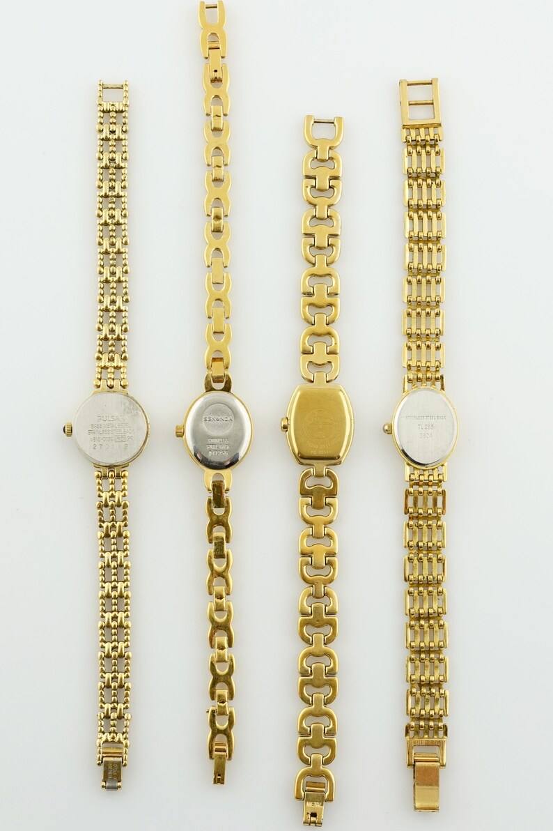 montre Pulsar pour femme vintage, montre rotative pour femme de couleur or, montres-bracelets de cocktail pour dames minces, cadeau pour elle image 5