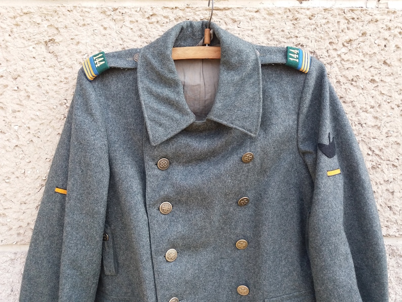 Authentic vintage Swiss Wool Military Coat Overcoat | Etsy