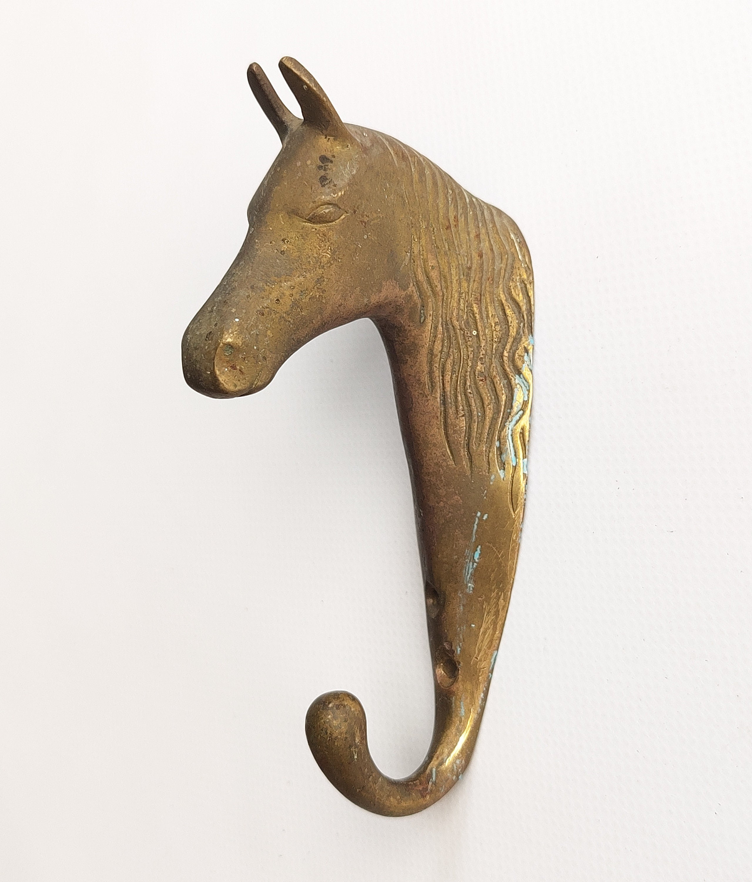 Vintage Horse Head Hook, Brass Coat Hook, Horse Decor, Towel Rack