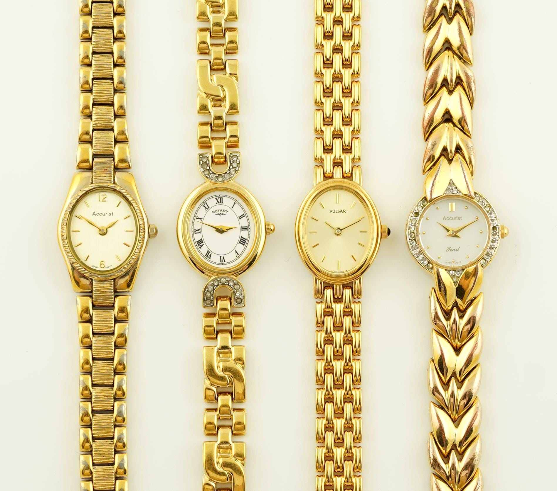 Vintage Pulsar Gold Watch, Womens Rotary Oval Wristwatch, Water