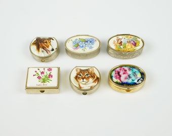 boîtes à pilules animaux vintage avec couvercle en métal doré, boîte à pilules vintage à base de cuivre, parfaite pour les déplacements et comme boîte souvenir décorative