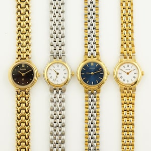 Vintage Women's Pulsar Watch, Accurist round Two tone watch, Roman numerals dial, Ladies cocktail wristwatches, Gift for her