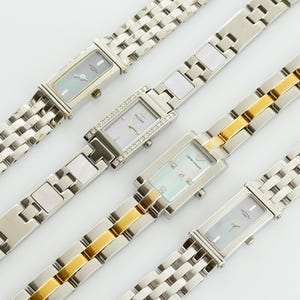 Vintage Women's Pulsar Watch, Emporio Armani silver colored womens Watch, Rectangular watch, Cocktail wristwatches, Gift for her