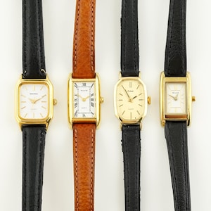 Vintage Womens Pulsar Watch, Accurist leather strap women&#39;s Watch, Quartz Watch, Gift for her, leather classic strap, vintage gold watch