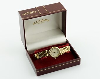 montre rotative vintage pour femme, montre dans son écrin d'origine, montre étanche, cadran en nacre, montre à quartz, cadeau pour elle