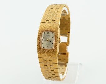 Vintage 1980s Winegartens London mechanical 17 jewels incabloc Gold-Toned Watch with Woven Effect Bracelet, Gift for her