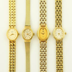Vintage Pulsar gold Watch, Womens Avia oval wristwatch, Thin Ladies cocktail watches, Gift for her, vintage gold watch, rare wrist watch