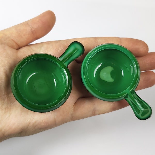 Rare Small Vintage Malachite glass bowls, green malachite ring dish, vintage Bohemian Czech Malachite Glass bowl Art deco Jewelry bowl