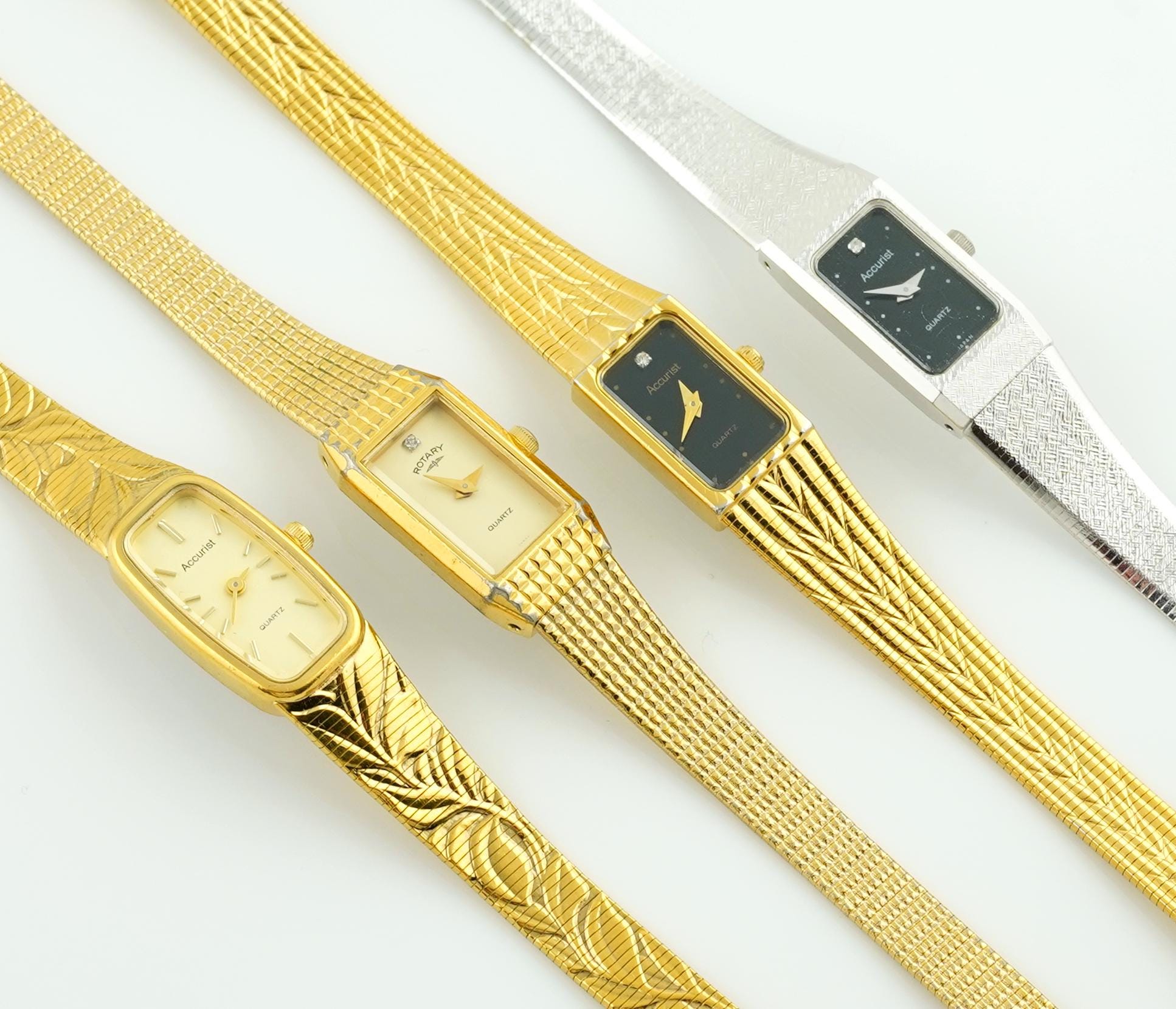 Rotary Women\'s Gold Tone Rectangular Bracelet Watch - Gold MOP face beautiful Rotary 9ct Gold Octagon Rectangular Shape ladies Watch - main image 3