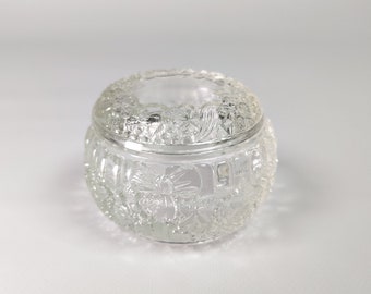 Vintage Czech Clear Glass Jewelry Trinket Box: Art Deco Home Decor