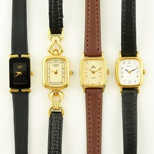 Thin Vintage Women's Seiko Watch, Rotary rectangular leather strap womens Watch, Ladies cocktail wristwatches, Gift for her, vintage watch