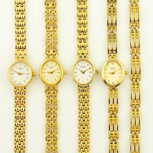 Vintage dameshorloge, Citizen dun ovaal gouden dameshorloge, damescocktailpolshorloges, cadeau voor haar, vintage gouden horloge