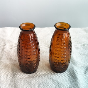 Vintage Amber Glass Vase, Brown Glass Flower Vase, Collectible bottle, Vintage Home Decor, Antique glass bottle, home decor, vintage glass