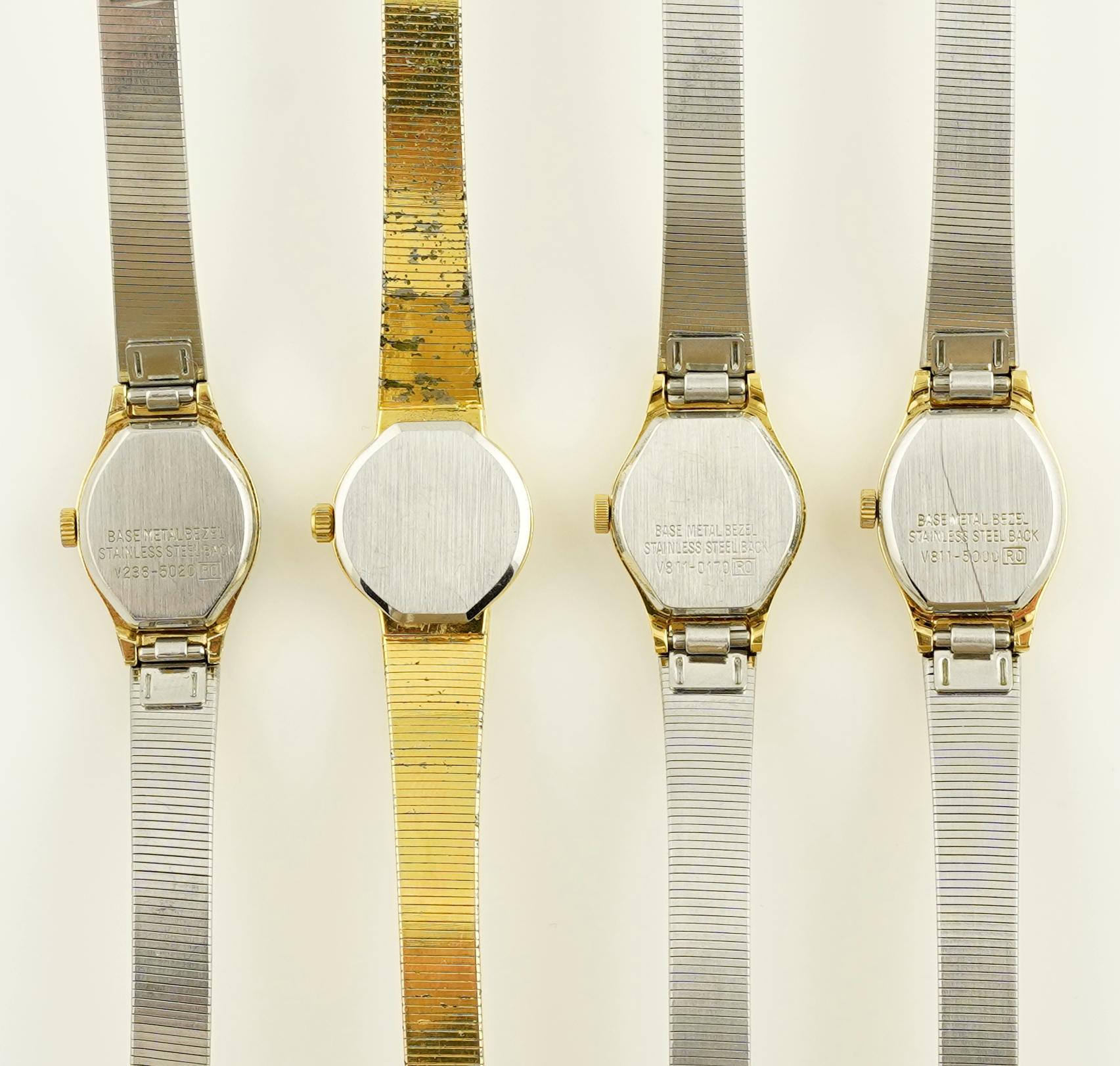 Vtg‎  Lorus Gold Silver Tone Ladies Cocktail Watch Bracelet 18mm LR0649 Vintage Lorus Gold Tone Cocktail Watch, Oval Face, Inlaid  main image 2