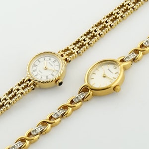 montre Pulsar pour femme vintage, montre rotative pour femme de couleur or, montres-bracelets de cocktail pour dames minces, cadeau pour elle image 7