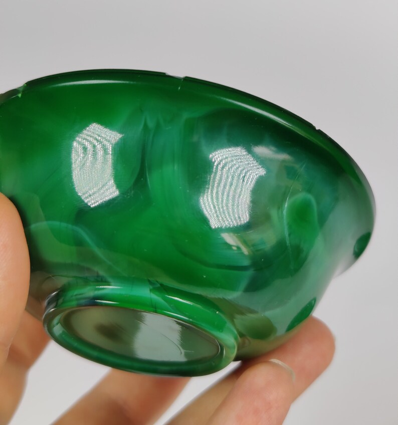 Vintage Naked Woman Figurine Box, Bohemian Malachite Glass with Mermaid Motif, Art Deco Jewelry Trinket Box, Nude Woman Design, Powder Jar image 9