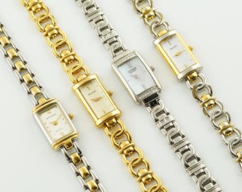 Vintage Women&#39;s Citizen Watch, Accurist thin gold colored womens Watch, Rectangular watch, Thin ladies cocktail wristwatches, Gift for her