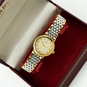 Vintage Rotary Women's Watch with Round Case, Waterproof watch in Original Box, gift for her, vintage gold watch, two tone womens watch