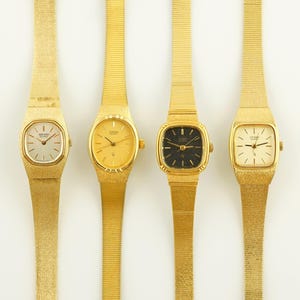 ヴィンテージ80年代　セイコーSEIKOレディース　ゴールド文字盤腕時計 SEIKO】 ヴィンテージ セイコー 女性用クォーツ腕時計 ゴールド