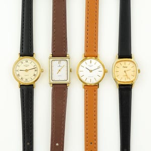 Vintage Womens Pulsar Watch, Rotary leather strap women&#39;s Watch, Quartz Watch, Gift for her, leather classic strap, vintage gold watch