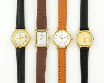 Lancetti Milano Gold Tone Watch, Leather Straps Watch, Women