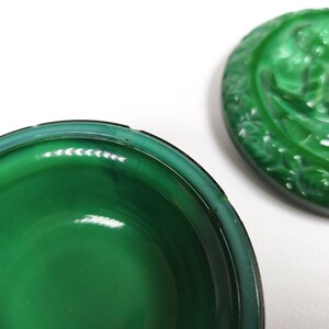 Vintage Naked Woman Figurine Box, Bohemian Malachite Glass with Mermaid Motif, Art Deco Jewelry Trinket Box, Nude Woman Design, Powder Jar image 10