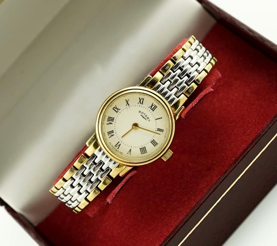 Vintage Rotary dolphin standard スクエア 時計 Vintage Rotary Womens Two Tone Watch With Round Case